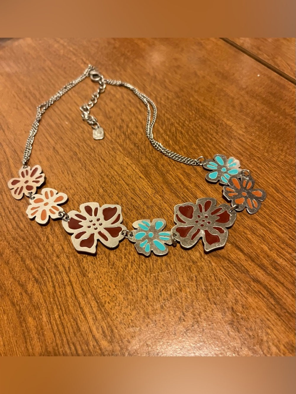 Floral Multicolor Enamel Pendant Necklace - Women Jewelry